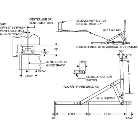 Strybuc Concealed 4 Bar Egress Hinge 28-16.2-00